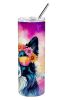 Border Collie Hippie Dawg Stainless Steel Skinny Tumbler Vacuum Double Walled Reusable Insulated Tumbler Travel Cup for Coffee Cocktails Gift with Lid