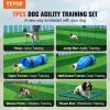 Dog Agility Training Equipment, 7 PCS Set w/ Adjustable High Hurdles,6 Weave Poles,2 Tunnels,Jump Ring,Pause Box,Whistle,Foldable Bowl