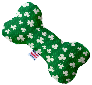 Pet and Dog Plush Heart or Bone Toy, "St. Patrick's Day Group" (Pattern: Shamrocks, size: 6" Plush Bone)