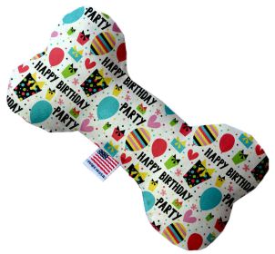 Dog Plush Heart or Bone Toy, "Birthday Group" (Pattern: Happy Birthday, size: 6" Plush Bone)