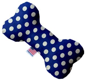 Pet and Dog Plush Heart or Bone Toy, "Swiss Dots Group" (Pattern: Bright Blue, size: 6" Plush Bone)