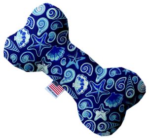 Pet and Dog Plush Heart or Bone Toy, "Nautical Group" (Pattern: Blue Seashells, size: 6" Plush Bone)