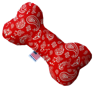 Pet and Dog Plush Heart or Bone Toy, "Southwestern Group" (Pattern: Red Western, size: 6" Plush Bone)