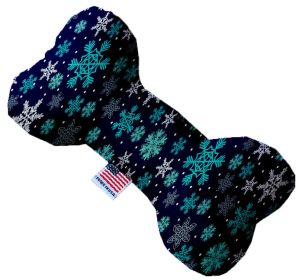 Pet and Dog Plush Heart or Bone Toy, "Winter Wonderland Group" (Pattern: Snowflake Blues, size: 6" Plush Bone)