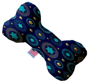 Pet and Dog Plush Heart or Bone Toy, "Hanukkah Group" (Pattern: Blue Star of David, size: 6" Plush Bone)