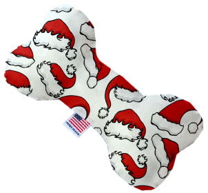 Pet and Dog Plush Heart or Bone Toy, "Santa Group" (Pattern: Santa Hats, size: 6" Plush Bone)