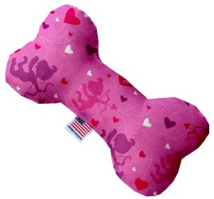 Plush Dog Bone Toy, "Valentine's Day Group" (Pattern: Cupid Hearts, size: 6" Plush Bone)