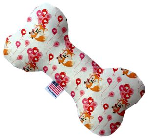 Pet and Dog Plush Heart or Bone Toy, "Valentine's Day Friends Group" (Pattern: Fox Balloons, size: 6" Plush Bone)