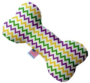 Pet and Dog Plush Heart or Bone Toy, "Mardi Gras Group" (Pattern: Mardi Gras Chevron, size: 6" Plush Bone)