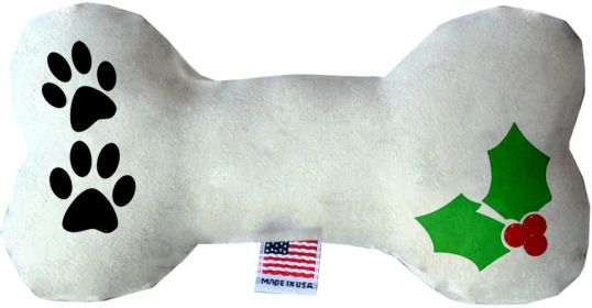 Holly Bone Christmas Plush Pet and Dog Bone Toy (size: 6" Bone Toy)