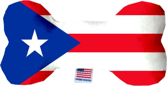 Dog Plush Bone Toys, "Puerto Rico" (Toy Size: 6 Inch, Pattern: State Flag)