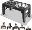 Elevated Dog Bowls for Small Dogs and Cats with Mat, Non-Slip Cat Bowls with 2 Thick 5.5" Stainless Steel Dishes