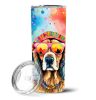 Cocker Spaniel Hippie Dawg Stainless Steel Skinny Tumbler Vacuum Double Walled Reusable Insulated Tumbler Travel Cup for Coffee Cocktails Gift with Li