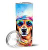 Dachshund Hippie Dawg Stainless Steel Skinny Tumbler Vacuum Double Walled Reusable Insulated Tumbler Travel Cup for Coffee Cocktails Gift with Lid