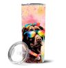 Chocolate Labrador Hippie Dawg Stainless Steel Skinny Tumbler Vacuum Double Walled Reusable Insulated Tumbler Travel Cup for Coffee Cocktails Gift wit
