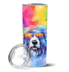 Old English Sheepdog Hippie Dawg Stainless Steel Skinny Tumbler Vacuum Double Walled Reusable Insulated Tumbler Travel Cup for Coffee Cocktails Gift w (Default: Default)