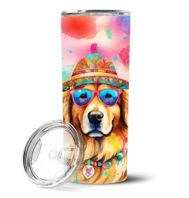 Golden Retriever Hippie Dawg Stainless Steel Skinny Tumbler Vacuum Double Walled Reusable Insulated Tumbler Travel Cup for Coffee Cocktails Gift with (Default: Default)