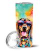 Doberman Pinscher Hippie Dawg Stainless Steel Skinny Tumbler Vacuum Double Walled Reusable Insulated Tumbler Travel Cup for Coffee Cocktails Gift with