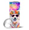 Samoyed Hippie Dawg Stainless Steel Skinny Tumbler Vacuum Double Walled Reusable Insulated Tumbler Travel Cup for Coffee Cocktails Gift with Lid