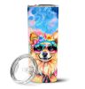 Pomeranian Hippie Dawg Stainless Steel Skinny Tumbler Vacuum Double Walled Reusable Insulated Tumbler Travel Cup for Coffee Cocktails Gift with Lid