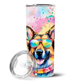 German Shepherd Hippie Dawg Stainless Steel Skinny Tumbler Vacuum Double Walled Reusable Insulated Tumbler Travel Cup for Coffee Cocktails Gift with L (Default: Default)