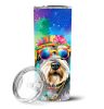Schnauzer Hippie Dawg Stainless Steel Skinny Tumbler Vacuum Double Walled Reusable Insulated Tumbler Travel Cup for Coffee Cocktails Gift with Lid