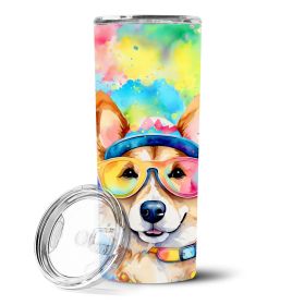 Corgi Hippie Dawg Stainless Steel Skinny Tumbler Vacuum Double Walled Reusable Insulated Tumbler Travel Cup for Coffee Cocktails Gift with Lid, 20 oz (Default: Default)