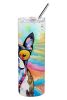 Boston Terrier Hippie Dawg Stainless Steel Skinny Tumbler Vacuum Double Walled Reusable Insulated Tumbler Travel Cup for Coffee Cocktails Gift with Li