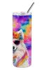 Samoyed Hippie Dawg Stainless Steel Skinny Tumbler Vacuum Double Walled Reusable Insulated Tumbler Travel Cup for Coffee Cocktails Gift with Lid