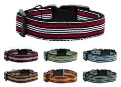 Pet Dog & Cat Nylon Collar or Leash, "Preppy Stripes" (Color: Light Blue/White, size: Cat Collar)