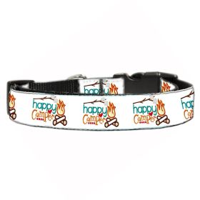 Pet Dog & Cat Nylon Collar or Leash, "Happy Camper" (size: Cat Collar)