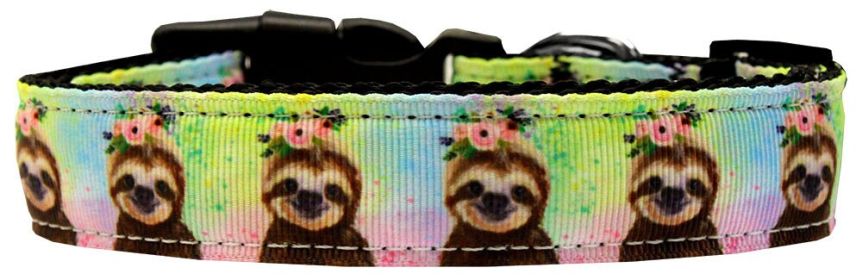 Pet Dog & Cat Nylon Collar or Leash, "Pretty Baby Sloths" (size: SM Wide Collar)