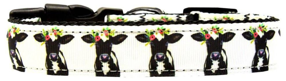 Pet Dog & Cat Nylon Collar or Leash, "Pretty Baby Cows" (size: SM Wide Collar)