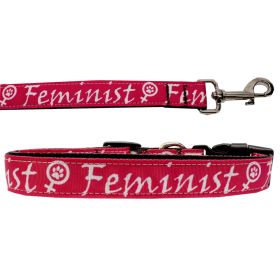 Pet Dog & Cat Nylon Collar or Leash, "Feminist" (size: SM Wide Collar)