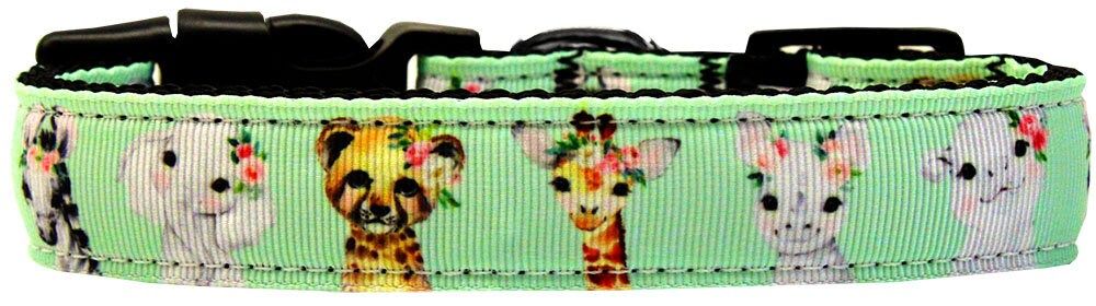 Pet Dog & Cat Nylon Collar or Leash, "Pretty Baby Jungle Babies" (size: SM Wide Collar)