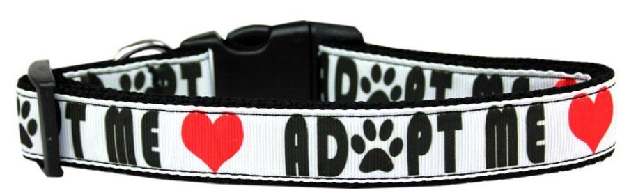 Pet Dog & Cat Nylon Collar or Leash, "Adopt Me" (size: Cat Collar)