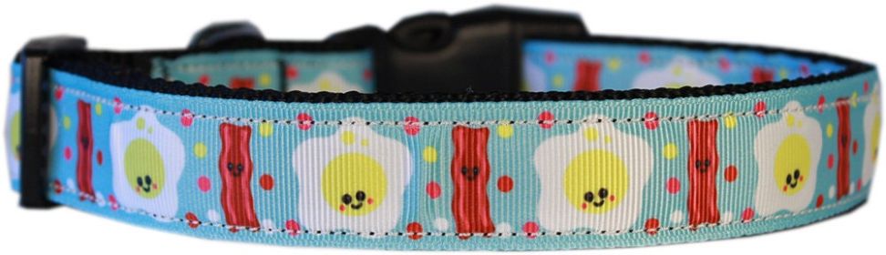 Pet Dog & Cat Nylon Collar or Leash, "Happy Bacon" (size: Cat Collar)