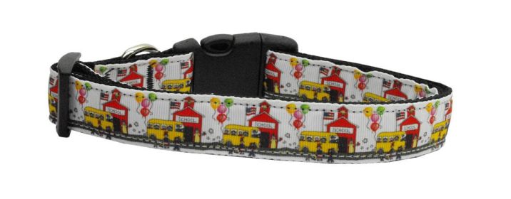 Pet Dog & Cat Nylon Collar or Leash, "School Days" (size: Cat Collar)