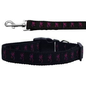 Pet Dog & Cat Nylon Collar or Leash, "Pink Deer" (size: Cat Collar)