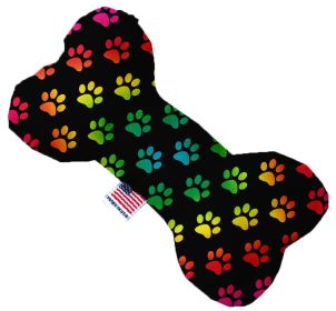 Pet and Dog Plush Heart or Bone Toy, "Rainbow Pride Group" (Pattern: Rainbow Paws, size: 6" Plush Bone)