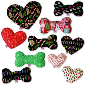 Christmas Pet and Dog Plush Heart or Bone Toy, "Candy Cane Lane Group" (Pattern: Christmas Cupcakes, size: 6" Plush Bone)