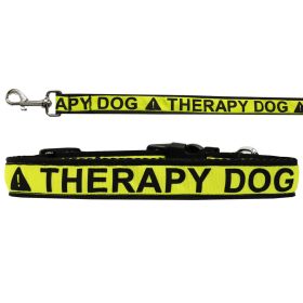 Pet Dog & Cat Nylon Collar or Leash, "Therapy Dog" (size: SM Wide Collar)