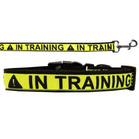 Pet Dog & Cat Nylon Collar or Leash, "In Training" (size: SM Wide Collar)