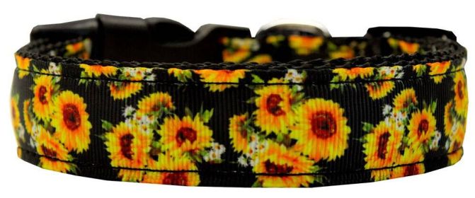 Pet Dog & Cat Nylon Collar or Leash, "Sunflowers" (size: SM Wide Collar)