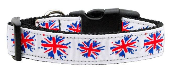 Pet Dog & Cat Nylon Collar or Leash, "Graffiti Union Jack" (size: Cat Collar)