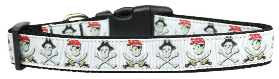 Pet Dog & Cat Nylon Collar or Leash, "Jolly Roger" (size: Cat Collar)
