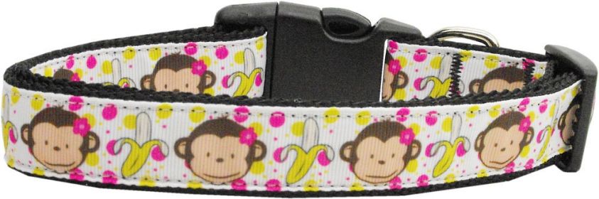 Pet Dog and Cat Nylon Collar or Leash, "Monkeys & Bananas" (size: Cat Collar)