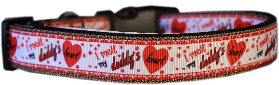 Pet Dog & Cat Nylon Collar or Leash, "Melt Daddy's Heart" (size: Cat Collar)