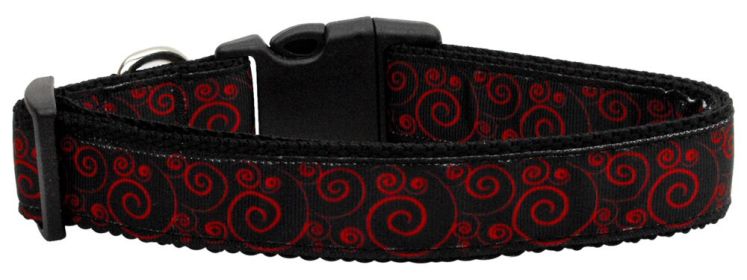 Pet Dog and Cat Nylon Collar or Leash, "Red & Black Swirly" (size: Cat Collar)