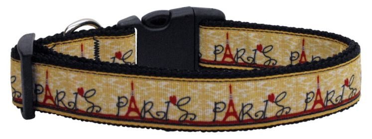 Pet Dog & Cat Nylon Collar or Leash, "From Paris With Love" (size: Cat Collar)